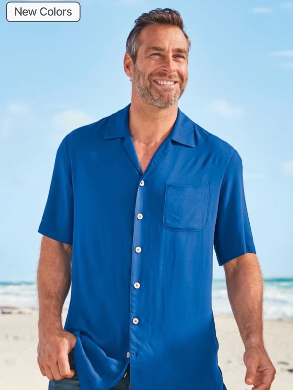 HILTON Bowling Team Men's Casual Blue Short-Sleeve Button-Down Shirt